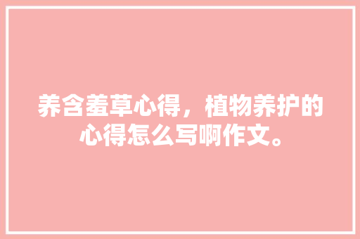 养含羞草心得，植物养护的心得怎么写啊作文。