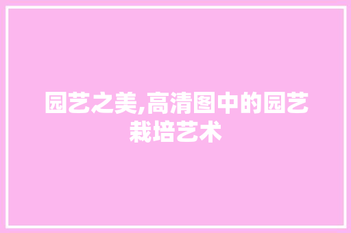 园艺之美,高清图中的园艺栽培艺术 植物养护