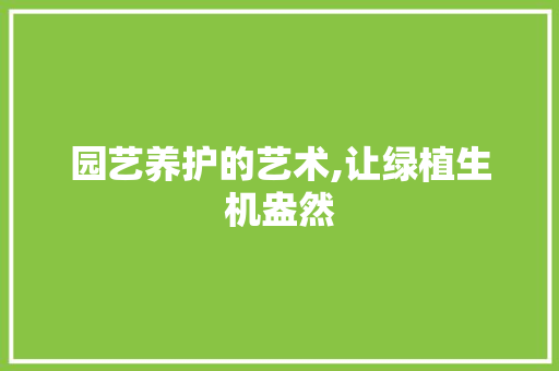 园艺养护的艺术,让绿植生机盎然