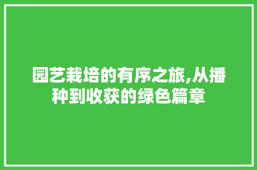 园艺栽培的有序之旅,从播种到收获的绿色篇章