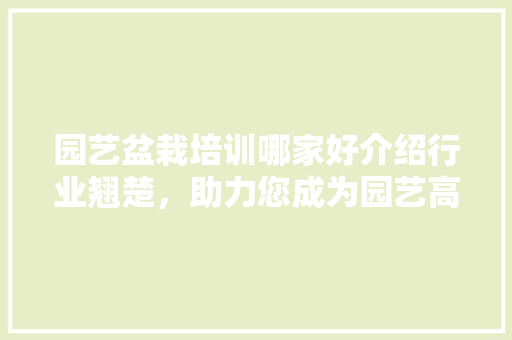 园艺盆栽培训哪家好介绍行业翘楚，助力您成为园艺高手