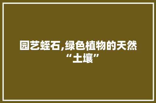 园艺蛭石,绿色植物的天然“土壤” 养护技巧