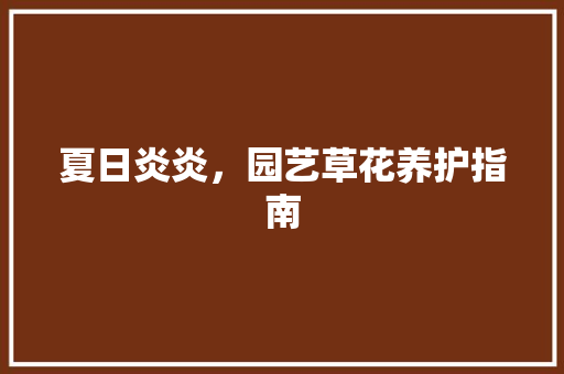 夏日炎炎，园艺草花养护指南 灌溉技术