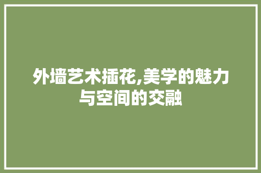 外墙艺术插花,美学的魅力与空间的交融 施肥方法