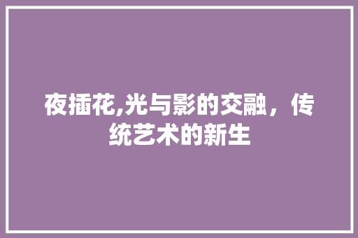 夜插花,光与影的交融，传统艺术的新生 植物养护
