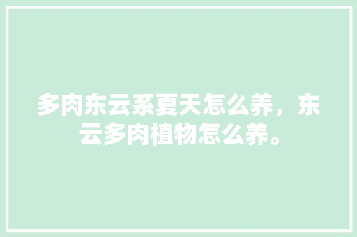 多肉东云系夏天怎么养，东云多肉植物怎么养。