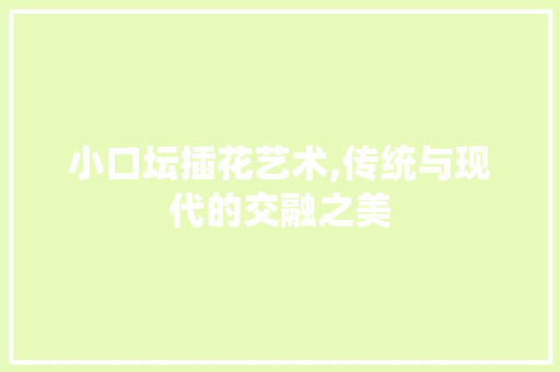 小口坛插花艺术,传统与现代的交融之美 养护技巧