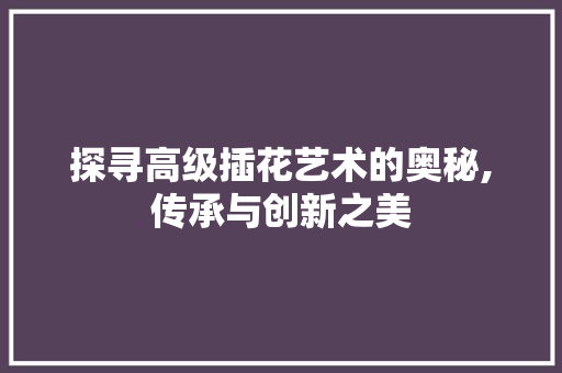 探寻高级插花艺术的奥秘,传承与创新之美 爬藤植物