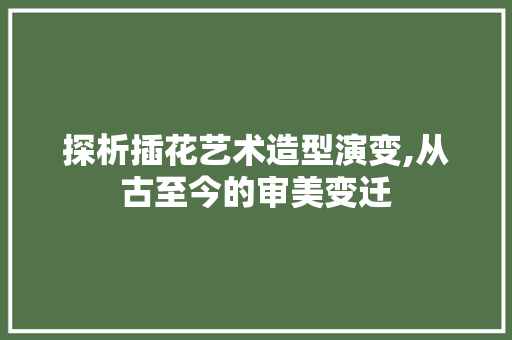探析插花艺术造型演变,从古至今的审美变迁 土壤管理