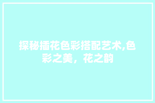 探秘插花色彩搭配艺术,色彩之美，花之韵
