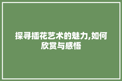探寻插花艺术的魅力,如何欣赏与感悟 灌溉技术