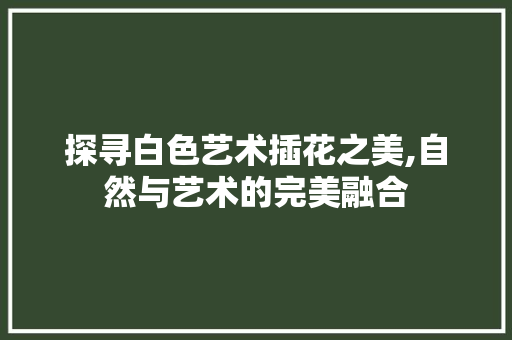 探寻白色艺术插花之美,自然与艺术的完美融合 施肥方法