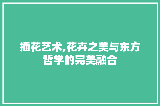 插花艺术,花卉之美与东方哲学的完美融合 土壤管理