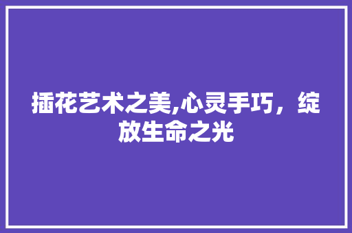 插花艺术之美,心灵手巧，绽放生命之光 土壤管理