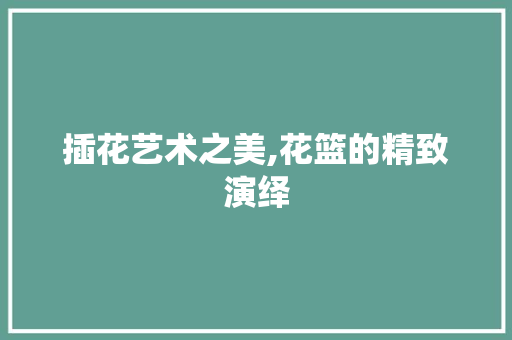 插花艺术之美,花篮的精致演绎 灌溉技术