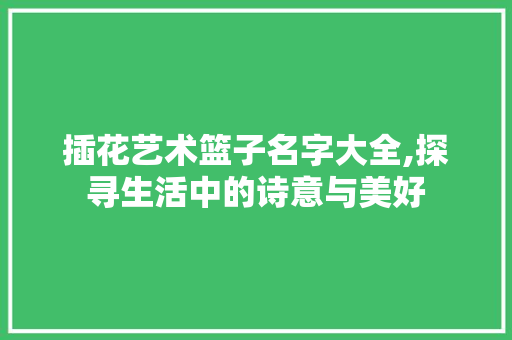 插花艺术篮子名字大全,探寻生活中的诗意与美好