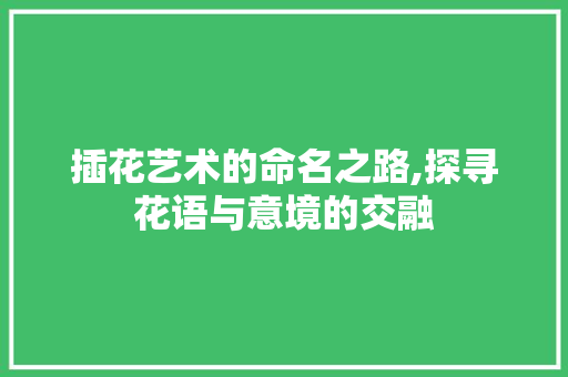 插花艺术的命名之路,探寻花语与意境的交融