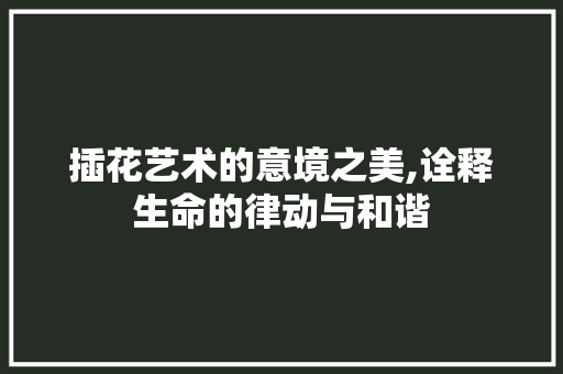 插花艺术的意境之美,诠释生命的律动与和谐
