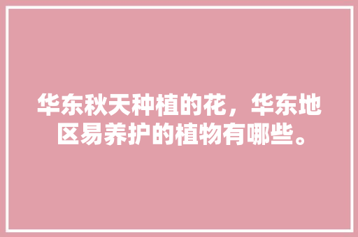 华东秋天种植的花，华东地区易养护的植物有哪些。  第1张 华东秋天种植的花，华东地区易养护的植物有哪些。 树木
