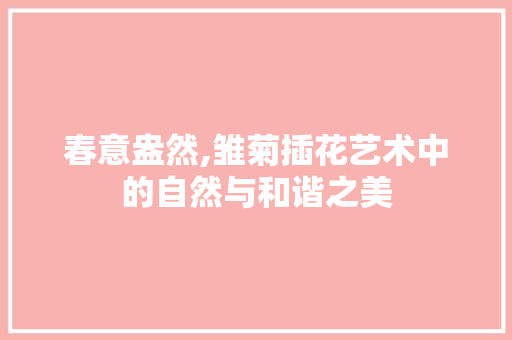 春意盎然,雏菊插花艺术中的自然与和谐之美 植物栽培