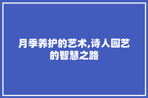 月季养护的艺术,诗人园艺的智慧之路