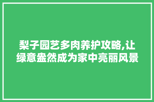 梨子园艺多肉养护攻略,让绿意盎然成为家中亮丽风景线