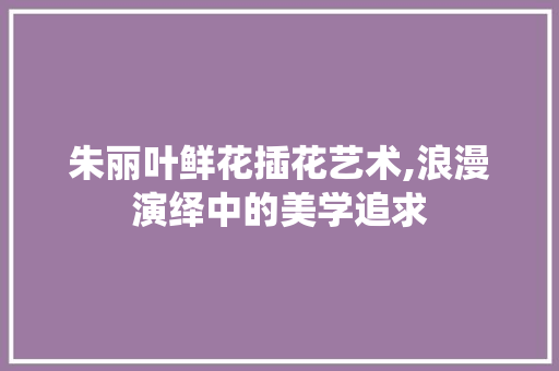 朱丽叶鲜花插花艺术,浪漫演绎中的美学追求