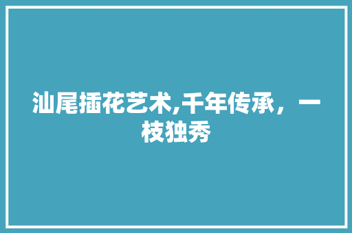 汕尾插花艺术,千年传承，一枝独秀 观叶植物