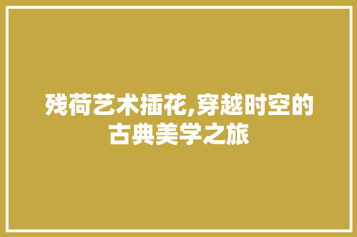 残荷艺术插花,穿越时空的古典美学之旅 观叶植物