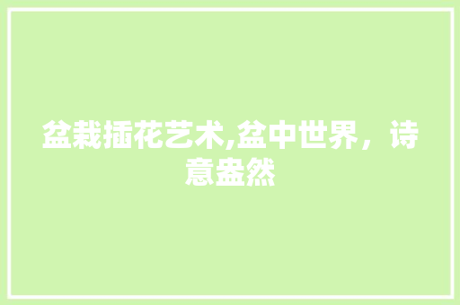 盆栽插花艺术,盆中世界，诗意盎然 土壤管理