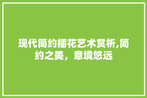 现代简约插花艺术赏析,简约之美，意境悠远 土壤管理