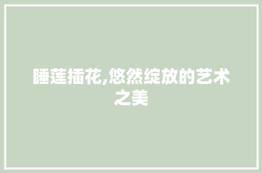 睡莲插花,悠然绽放的艺术之美