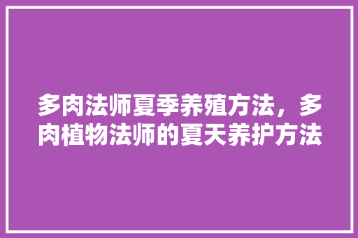 多肉法师夏季养殖方法，多肉植物法师的夏天养护方法。
