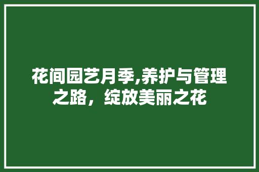 花间园艺月季,养护与管理之路，绽放美丽之花