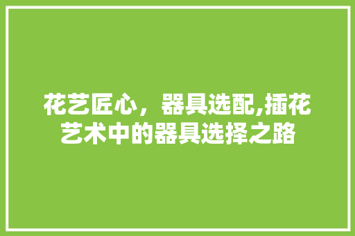 花艺匠心，器具选配,插花艺术中的器具选择之路