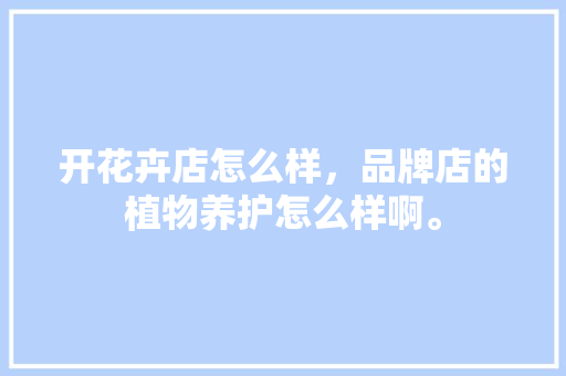 开花卉店怎么样，品牌店的植物养护怎么样啊。