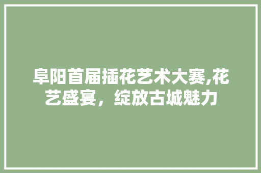阜阳首届插花艺术大赛,花艺盛宴，绽放古城魅力 土壤选择