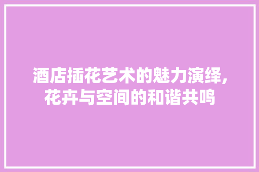 酒店插花艺术的魅力演绎,花卉与空间的和谐共鸣 植物养护