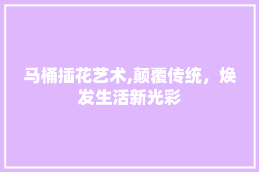 马桶插花艺术,颠覆传统，焕发生活新光彩