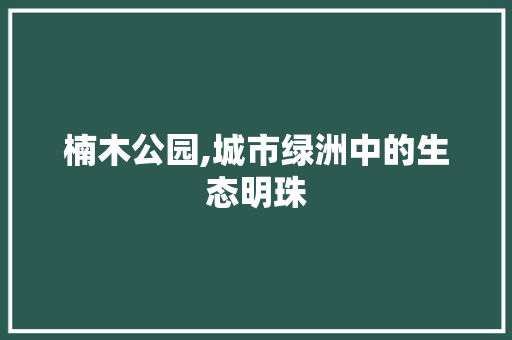 楠木公园,城市绿洲中的生态明珠