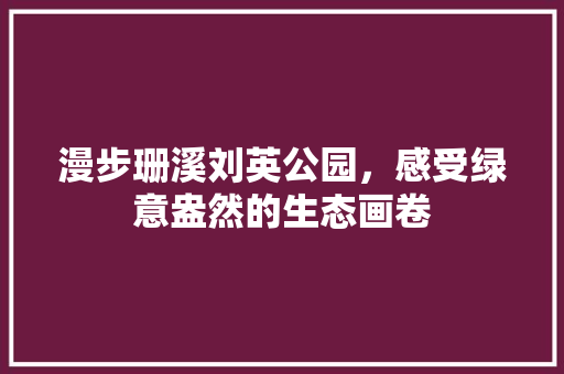漫步珊溪刘英公园，感受绿意盎然的生态画卷