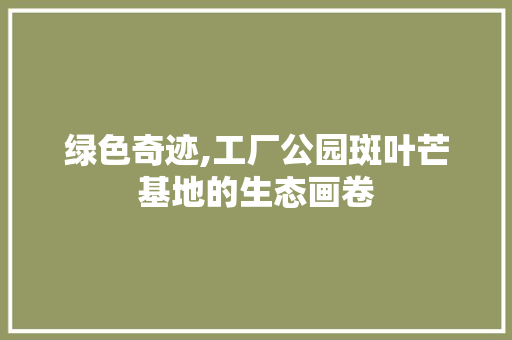 绿色奇迹,工厂公园斑叶芒基地的生态画卷 养护技巧