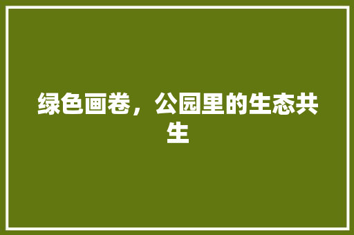 绿色画卷，公园里的生态共生 土壤管理