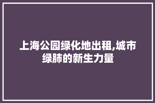 上海公园绿化地出租,城市绿肺的新生力量 植物养护