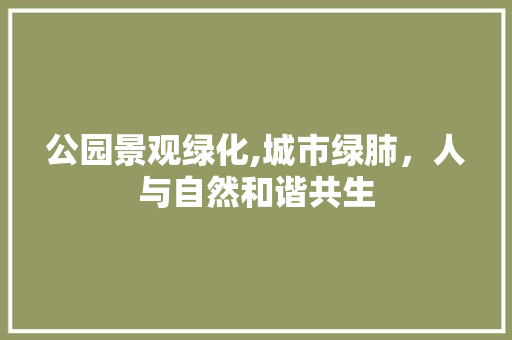 公园景观绿化,城市绿肺，人与自然和谐共生 土壤管理