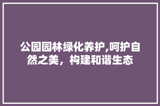 公园园林绿化养护,呵护自然之美，构建和谐生态 土壤管理