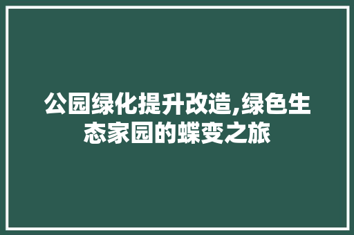 公园绿化提升改造,绿色生态家园的蝶变之旅