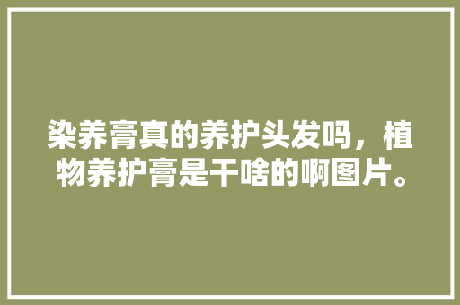 染养膏真的养护头发吗，植物养护膏是干啥的啊图片。  第1张 染养膏真的养护头发吗，植物养护膏是干啥的啊图片。 施肥方法