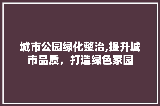 城市公园绿化整治,提升城市品质，打造绿色家园 花卉
