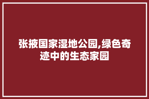 张掖国家湿地公园,绿色奇迹中的生态家园